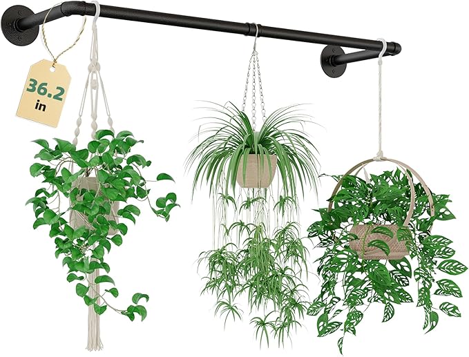 Plant Hanger Indoor Hanging Planters for Indoor Plants Hanging Plant Holder Black Metal Rod(Pot/Chain/Plant not Included-Ruum Studio Home