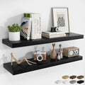 RICHFOCUS 40Inch Floating Shelves for Wall 2 Pack Shelves for Bedroom|Kitchen|Bathroom Wall Mounted Rustic Wood Floating Shelf with Invisible Brackets for Books|Storage|Decor, Black-Ruum Studio Home