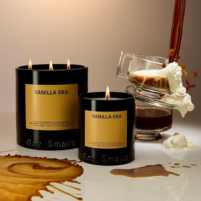 Boy Smells - Vanilla Era Scented Candles for Men and Women - 8.5 oz - Soy, Coconut Wax Candle Blend - Aromatic Candles for Home with Black Amber, Coffee, Incense - 50-Hour Burn - Cotton Wick-Ruum Studio Home