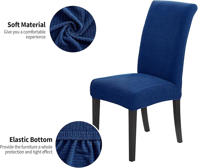 Joccun Chair Covers for Dining Room Set of 2,Dining Chair Slipcovers Stretch Dining Room Chair Covers Seat Protector,Washable Parsons Chair Cover for Home,Banquet(Classic Blue,2 Pack)-Ruum Studio Home