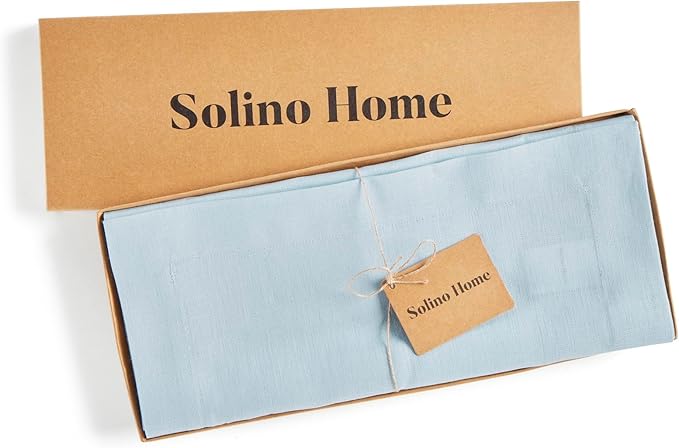Solino Home Linen Ice Water Table Runner 36 Inches - 100% Pure Linen Farmhouse Short Table Runner 14 x 36 Inch Ideal for Dresser and Coffee Tables - Fete-Ruum Studio Home