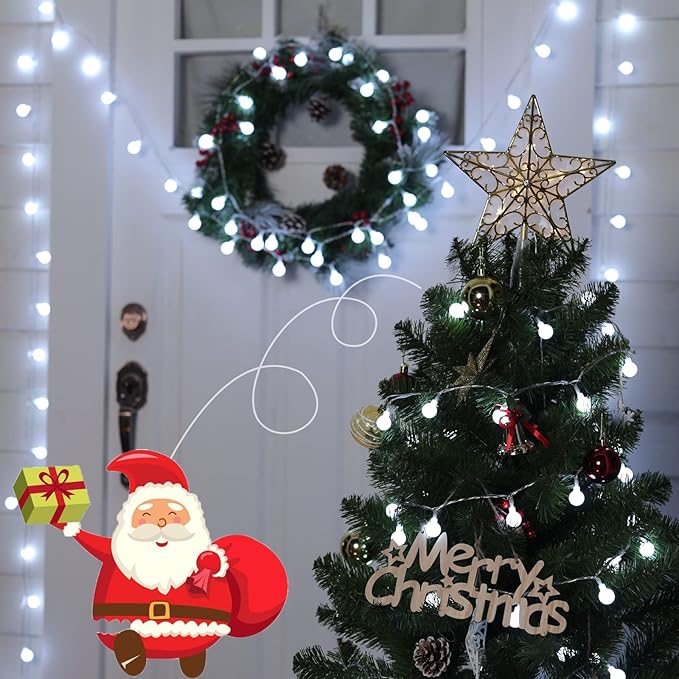 Minetom 33 Feet 100 Led Globe Ball String Lights, Fairy String Lights Plug in with Remote, Waterproof Globe String Lights for Indoor Outdoor Party Wedding Christmas Tree Garden Decoration, Pure White-Ruum Studio Home