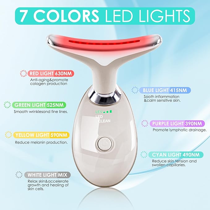 Facial Massager Red-Light-Therapy-for-Face and Neck, Face 𝖲 culpting Wand with 7 Color (Champagne)-Ruum Studio Home