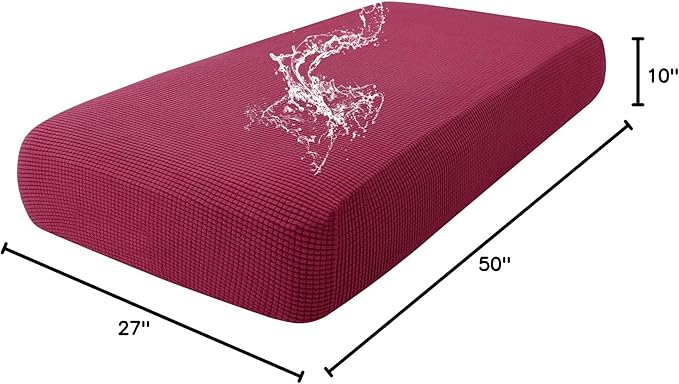 hyha Waterproof Couch Cushion Covers for Pets, Non Slip Sofa Seat Cover for Dogs Washable, Soft Thick Stretch Jacquard Fabric, Sofa Slipcovers with Elastic Bottom (1 Piece for Medium, Wine Red)-Ruum Studio Home