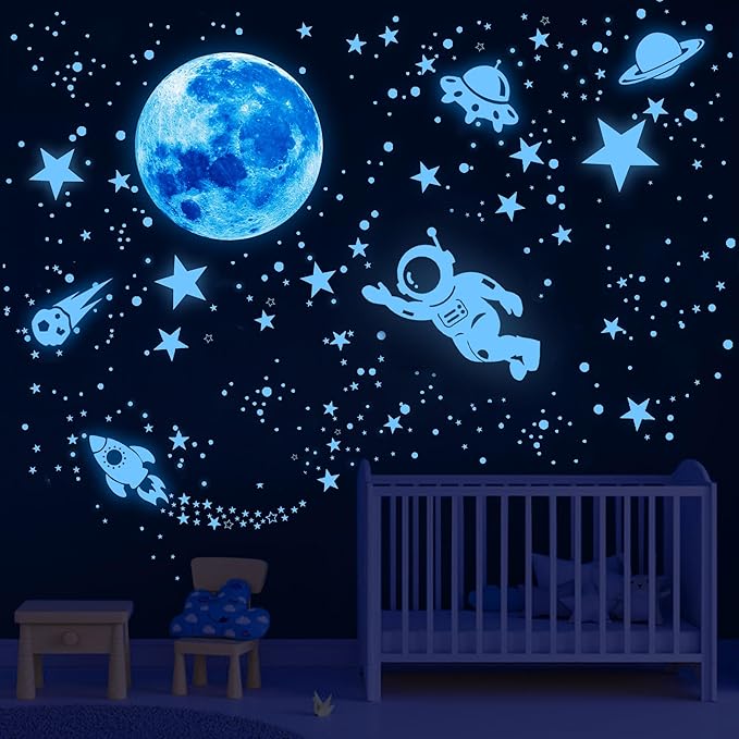 530Pcs Glowing Stars for Ceiling,Glow in The Dark Stars,Space Wall Decals Solar System Galaxy Planets Wall Stickers for Kids, Wall Decor for Girls Kids Bedroom Nursery Birthday Party Favor-Ruum Studio Home