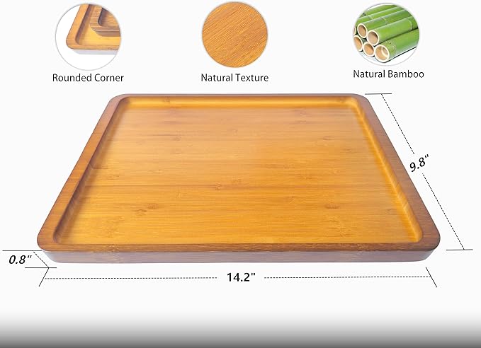 Bamboo Serving Tray – Two Sizes for Breakfast, Tea, Coffee & Snacks – Eco-Friendly Wooden Tray for Bed, Kitchen, Coffee Table, or Decorative Use-Ruum Studio Home