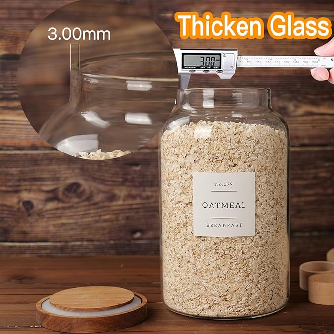 2 PCS Large Glass Jar with Airtight Lid, Glass Food Storage Jars for Tea,Spice,Cereal, Egg,Flour,Coffee and More(98 FL OZ/2800 ml)-Ruum Studio Home