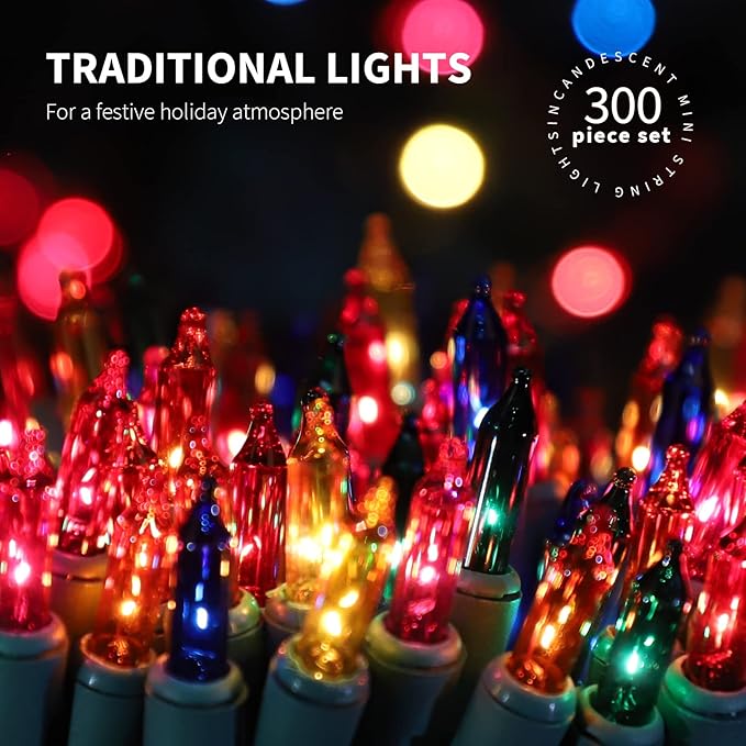 300LIGHTS(2*150L) MULTI Extra-Bright With End Connectors Christmas Decorative Lights 19.44m UL Certified Mini String Light Set Waterproof for Home Garden Holiday Tree Party Patio Decor Wedding-Ruum Studio Home
