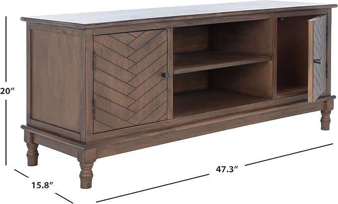 SAFAVIEH Magnolia TV Stand for up to 55" Flatscreen – Brown, 2 Doors with Interior Storage, 2 Open Shelves, Entertainment Media Console (MED5702C)-Ruum Studio Home