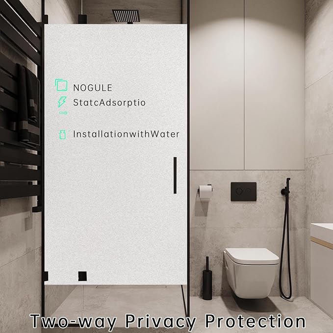 Window Privacy Film with Installation Tools, Static Cling, Anti UV, Heat Control, Ideal for Home Shower Office Glass Door (White Frosted【Glue-Free】, 45.2X78.7Inch)-Ruum Studio Home