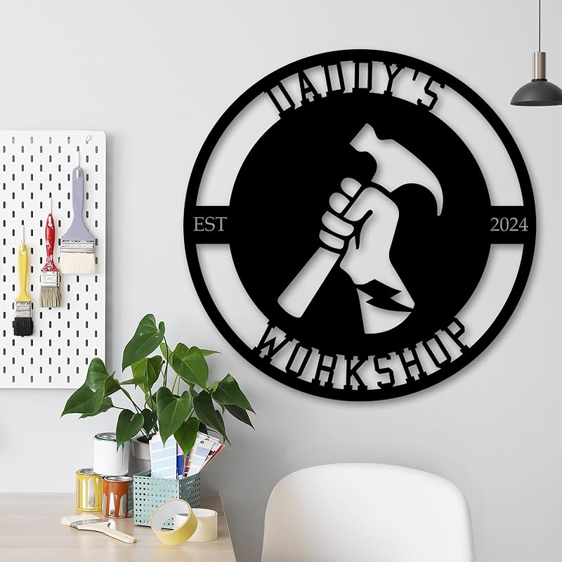 Personalized Metal Signs | Custom Plaque Wall Art | Worshop Metal Sign | Custom Sign Outdoor Metal | Custom Work Shop Metal Sign | Shop Signs | Personalized Father Gifts | Family Name Sign-Ruum Studio Home