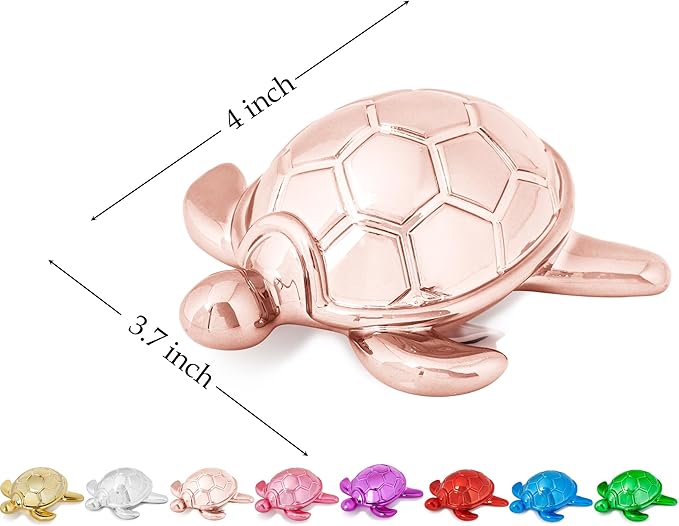 Small Sea Turtle Statue 4 inch Shiny Rose Gold Accent Knick Knacks Paperweight for Bathroom Home Office Shelf Desk Table Decor, Cute Sea Turtle Gifts for Women-Ruum Studio Home