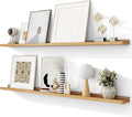 Solid Ash Wood Picture Ledge Shelf, Floating Shelves Set of 2, 56 Inch Long Large Ledge Shelves, Nursery Book Shelves Wall Mounted for Living Room Bedroom Kitchen Decor Kids Bookshelf, Natural-Ruum Studio Home