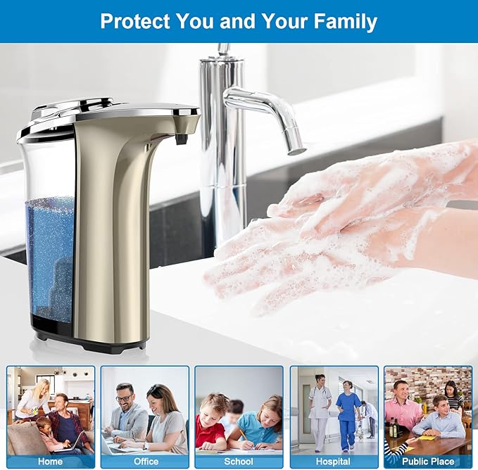 Automatic Soap Dispenser, Touchless Dish soap Dispenser 17oz/500ml with Upgraded Infrared Sensor, 5 Adjustable Soap Dispensing Levels, Liquid Hand soap Dispenser for Bathroom & Kitchen-Ruum Studio Home