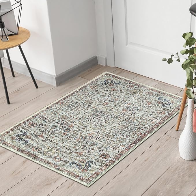 Keen Home Design 2x3 Rug - Machine Washable Entry Rug with Non-Slip Backing, Ideal for Enteryway, Kitchen, Bathroom, Laundry Room - Vintage, Easy Clean, Durable, Low Pile Rug - (2' x 3')-Ruum Studio Home