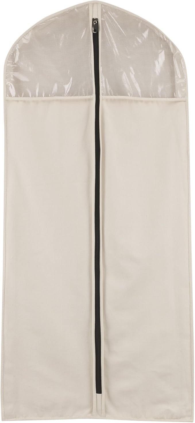 Household Essentials 3392-1 Cedarline Collection Hanging Garment Bag | Dress and Suit Protector | Natural Cotton Canvas,Off-White-Ruum Studio Home