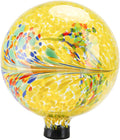 VCUTEKA Gazing Ball, Glass Gazing Balls Sphere for Garden Lawn Outdoor Ornament Yard Decorative, Yellow Swirl, 10"-Ruum Studio Home