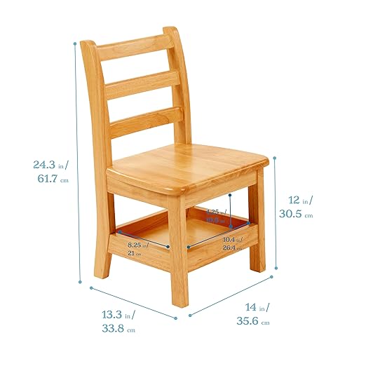 ECR4Kids Three Rung Ladderback Chair with Storage, 12in Seat Height, Classroom Seating, Honey, 2-Pack-Ruum Studio Home