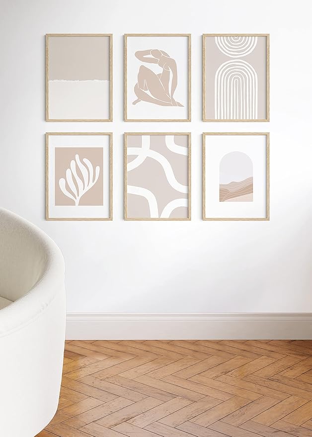 HAUS AND HUES Beige 18 x 24 Poster Frame Set of 9-18 x 24 Picture Frame, Wall 18x24 Frame, 18x24 Wood Frame, 24x18 Poster Frame, Wooden Picture Frame 18 x 24, Art 18 x 24 Frame (Beige Oak Frame)-Ruum Studio Home