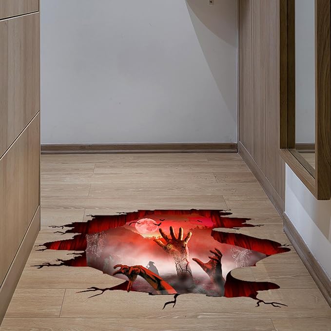 Halloween Wall Stickers Bat Ghost Scary Decor Large Removable Floor Room Decals Decoration Window Clings Party Supplies for Windows Glass Home Ornaments-Ruum Studio Home