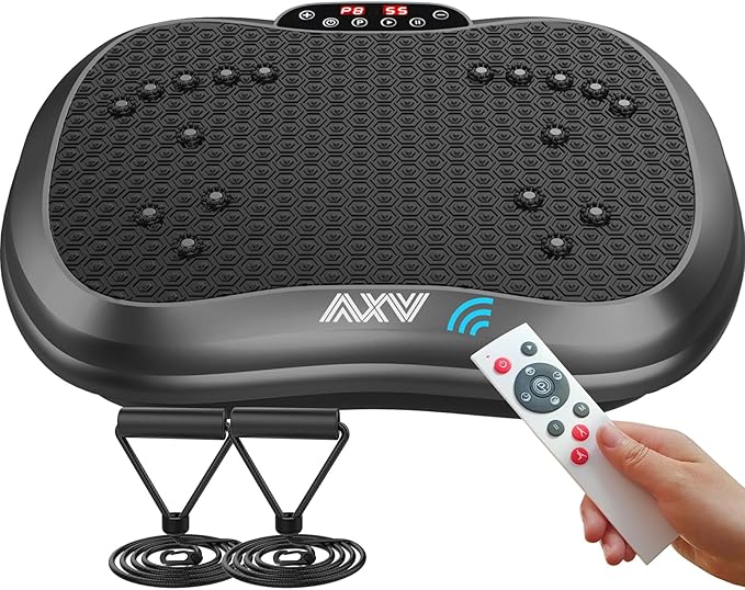 AXV Vibration Plate Exercise Machine Whole Body Workout Portable Mini Vibrate Fitness Platform Lymphatic Drainage Machine for Weight Loss Shaping Toning Wellness Home Gyms Workout (Mini)-Ruum Studio Home