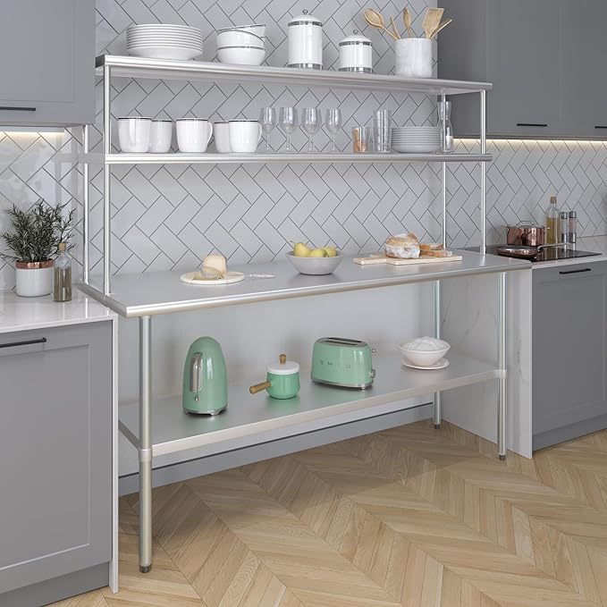 AmGood Double OverShelf Stainless Steel NSF - Many (72" Long x 14" Deep)-Ruum Studio Home