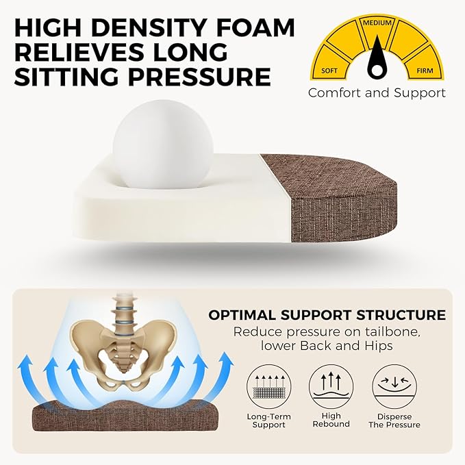 downluxe Indoor Chair Cushions for Dining Chairs, Soft and Comfortable Textured Foam Kitchen Chair Pads with Ties and Non-Slip Backing, 16" x 16" x 2", Brown, 4 Pack-Ruum Studio Home