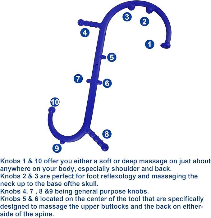 Massage Trigger Point Cane, Body Deep Tissue, Handheld Back, Neck, Shoulder, Leg and Feet Massager Rod, Muscle Release Tool Self Massage Hook Cane for Women & Men, Blue-Ruum Studio Home