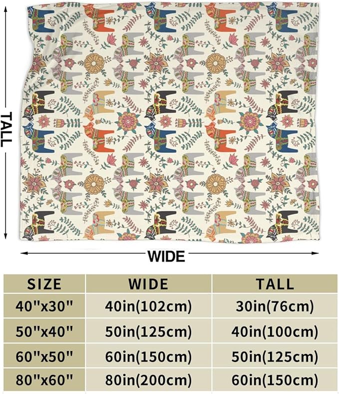 Swedish Dala Horses Throw Blanket Soft Fleece Blanket Men Women Gift for Kids Boys Girls for Party Couch Sofa Bed Deco Blankets 80x60 Inches-Ruum Studio Home