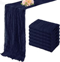 6 Pack Navy Blue Cheesecloth Table Runner 10FT Boho Fabric Rustic Cheese Cloth Table Runner for Wedding Bridal Shower Baby Shower Gauze Sheer Birthday Party Table Decorations 20 x 120 Inch Long-Ruum Studio Home