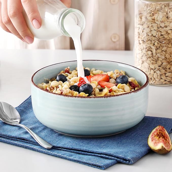 vancasso Bonita Blue Dinnerware Sets, Plates and Bowls Set for 4, 12 Pieces Stoneware Dinnerware Set, Dishwasher and Microwave Safe-Ruum Studio Home