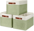 DULLEMELO Fabric Storage Bins for Laundry, Home, Foldable Storage Baskets for Shelves, Toys, Collapsible Storage Bins for Office,Bedroom(3-Pack Medium-15 inch X 11 inch X 9.5 inch , White&Green)-Ruum Studio Home