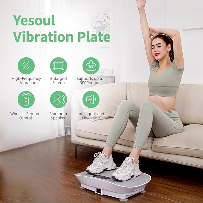 Yesoul Vibration Plate Exercise Machine for Lymphatic Drainage Weight Loss, Power Plate Vibration Platform with Bluetooth Remote, Full Whole Body Workout Equipment for Women Men, 300-400 lbs Capacity-Ruum Studio Home