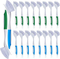 Hsei 20 Pcs Blue and Green Kitchen Scrub Dish Brush Bulk with 11 Inch Anti Slip Handle Cleaning Dish Scrubber with Stiff Bristles Washing Scrub Brushes for Housekeeping for Pots and Pans, Kitchen Sink-Ruum Studio Home
