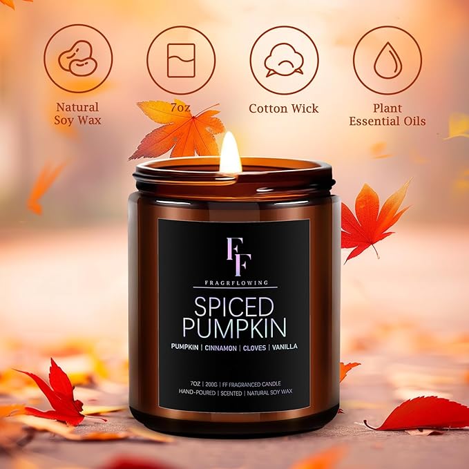 Fall Candles Set, 4 Pack Candles for Home Scented Natural Soy Wax, Autumn Gifts Set for Women Men, Fall Fragrance of Spice/Vanilla Cupcake/Apple Wreath/Hello Fall-Ruum Studio Home