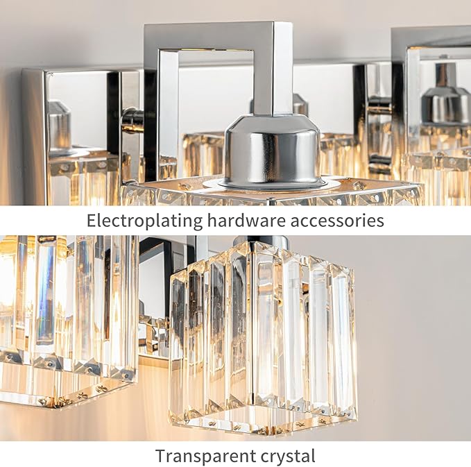 Modern Bathroom Vanity Light 6-Lights Chrome Crystal Wall Lamp Bathroom Modern Crystal Vanity Lighting-Ruum Studio Home