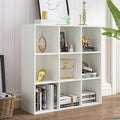 9-Cube Storage Shelf Bookcase - Wooden 3-Tier Floor Standing Open Bookshelf for Home and Office, Display Cabinet, Warm White-Ruum Studio Home
