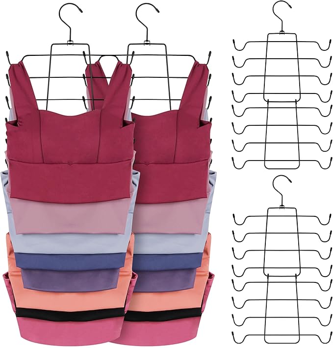 ZEDODIER 6 Pack Tank Top Hanger, Space Saving Bra Hangers, Non-Slip Hanging Sport Bras Holder, Closet Organizers and Storage for Camisoles Tank Tops Bras Ties Swimsuits Strappy Dress, Black-Ruum Studio Home