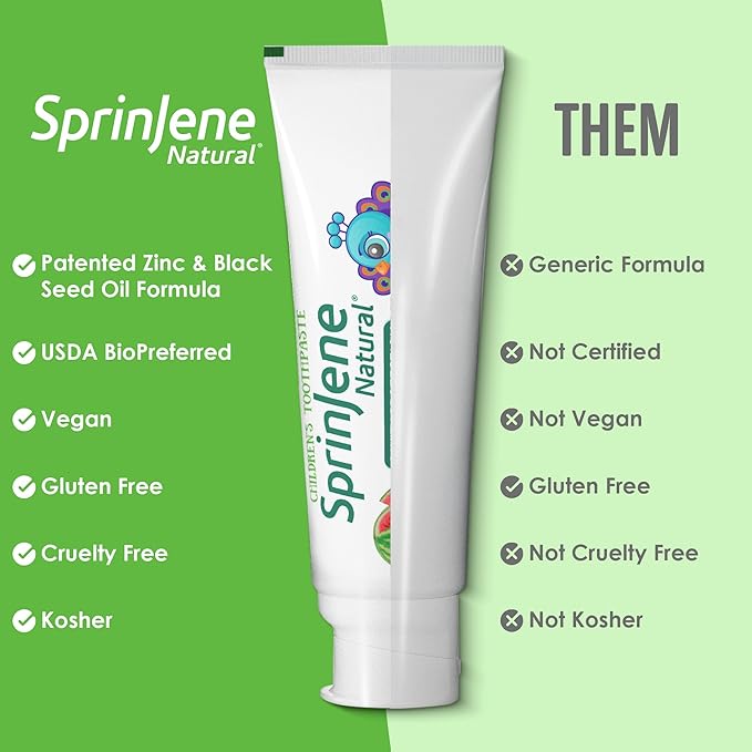 SprinJene Natural Kids Toothpaste, Watermelon | Natural Children’s Toothpaste for Cavity Protection | Fluoride Toothpaste for Toddlers | 4 Pack-Ruum Studio Home