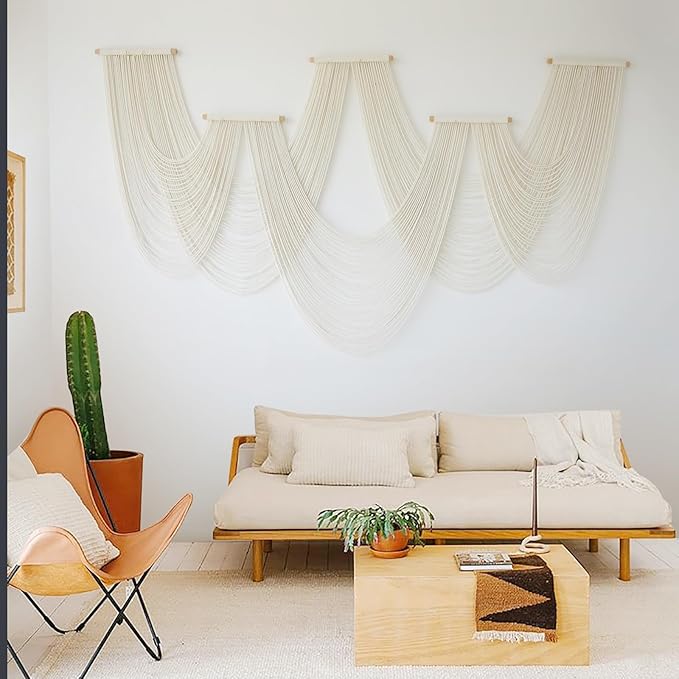 IOWER Macrame Wall Hanging Large Wall Home Decor Modern Fiber Wall Art Geometric Decoration Headboard Living Room Bedroom Backdrop-Ruum Studio Home