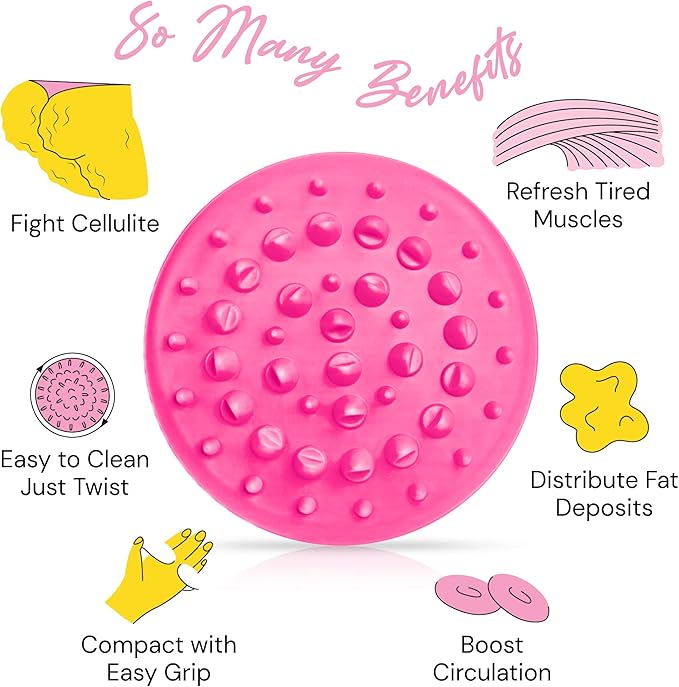 Scala Silicone Anti Cellulite Massager, Body Shower Scrubber, Cellulite Remover - Improve Circulation, Distribute Fat Deposits, Body Massager, Exfoliator, Fat Roller Use with Creams and Oils - Pink-Ruum Studio Home