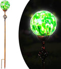 Garden Solar Lights, Decorative LED Honeycomb Glass Ball Garden Stake, Glass and Metal Outdoor Decoration, 4 x 31 Inch (Green)-Ruum Studio Home
