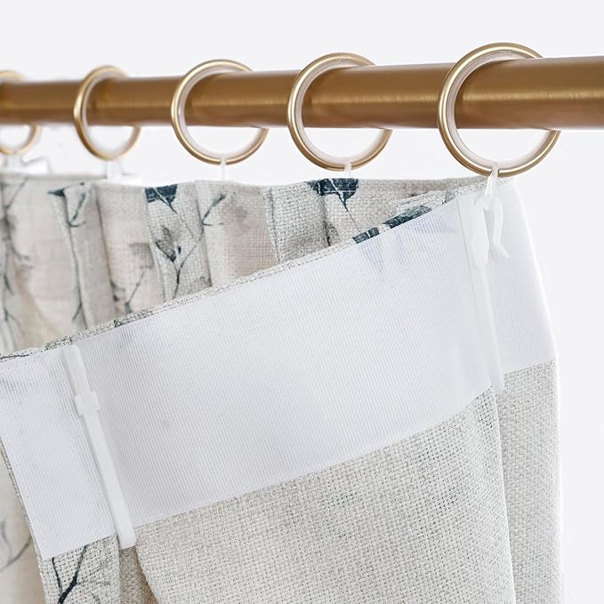 Pinch Pleated Floral Linen Curtains, 72 Inch Wide by 84 Inch Long Printed Curtains for Privacy Light Filtering, Suitable for Living Rooms and Sunrooms.2 Panels-Ruum Studio Home