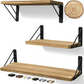 BAYKA Wall Shelves for Bedroom Decor, Floating Wall Shelves for Living Room Kitchen Storage, Wall Mounted Rustic Wood Floating Shelves for Kids Books, Corner Shelves for Bathroom(Brown，Set of 3)-Ruum Studio Home