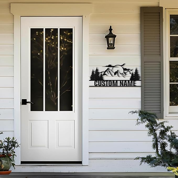 Personalized Mountain Metal Sign, Metal Mountain Wall Art Decor, Custom Family Name Sign, Custom Sign Outdoor Metal, Forest Home Decor Sign, Nature Wall Art, Cabin Decor, Housewarming Gifts-Ruum Studio Home