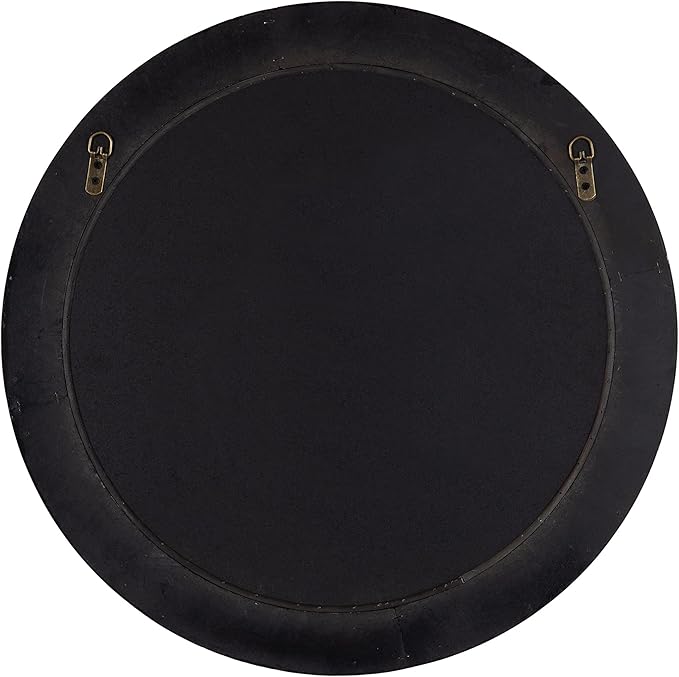 Kate and Laurel Palmer Rustic Farmhouse Round Wooden Mirror, 26 Inch Diameter, Blue and Rustic Brown, Modern Circle Decorative Wall Mirror with Paint Distressing-Ruum Studio Home