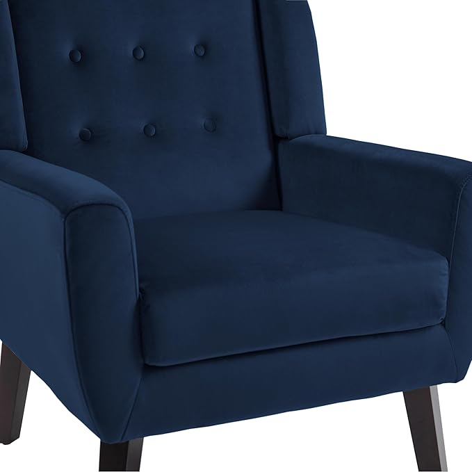 UIXE Velvet Accent Chairs Set of 2, Modern Arm Chair Mid-Century Living Room Armchair, Comfy Upholstered Button Tufted Reading Seat Bedroom Side Sitting, Royal Blue-Ruum Studio Home