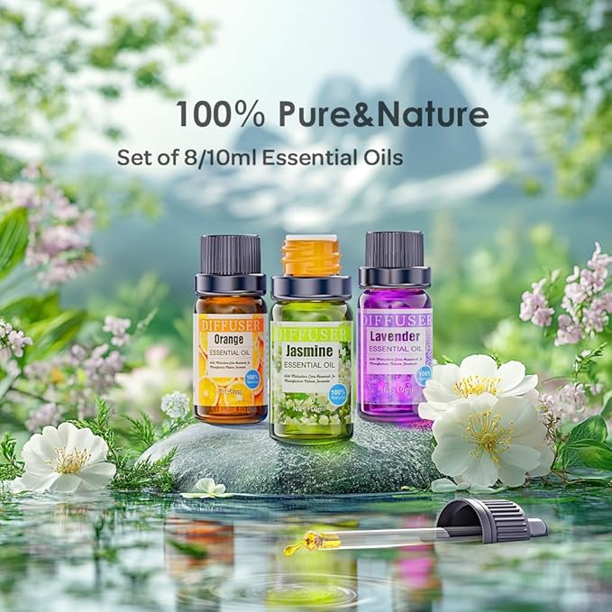 Aroma Diffuser with Essential Oils Set, 500 ML Essential Oil Diffuser with Remote Control, Humidifier with 14 Color Lights for Large Room, 4 Timer Setting, Auto Shut-Off Green-Ruum Studio Home