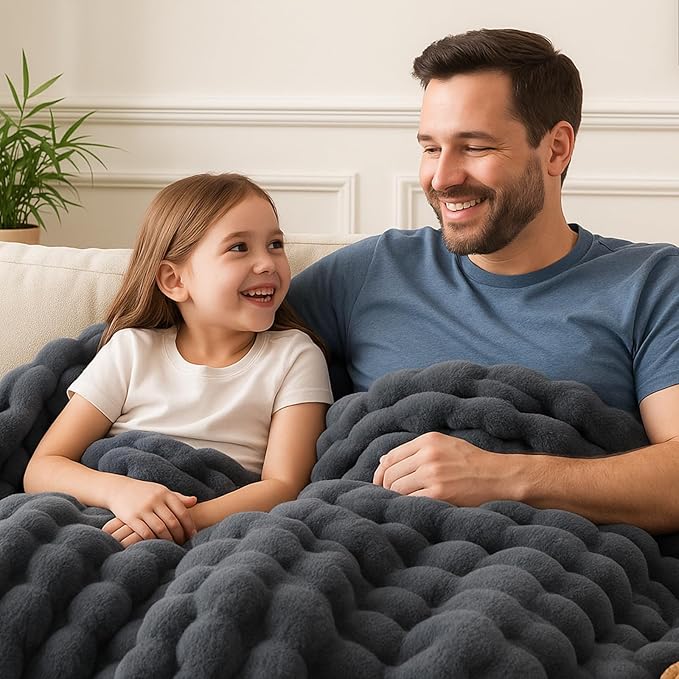 BENVWE Faux Fur Throw Blanket for Couch – Cozy Fuzzy Soft Plush Fluffy Thick Luxury Minky Bubble Blanket for Living Room Home Decor – Fathers Day Birthday Gifts for Women and Men, Grey, 51" x 63"-Ruum Studio Home