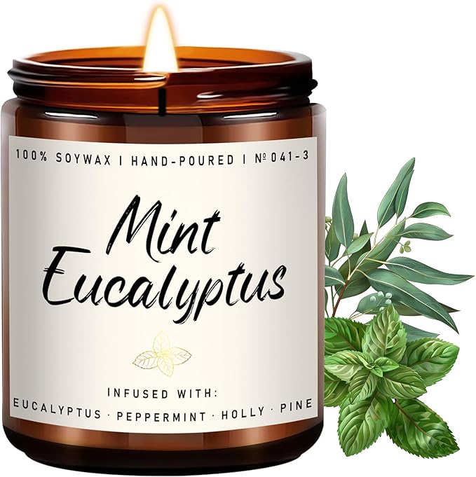 Auelife Mint Eucalyptus Candle | Aromatherapy Candle for Relaxation, Soy Candles for Home Scented, Home Fragrance Gifts for Women Men - Long-Lasting 7oz Jar-Ruum Studio Home